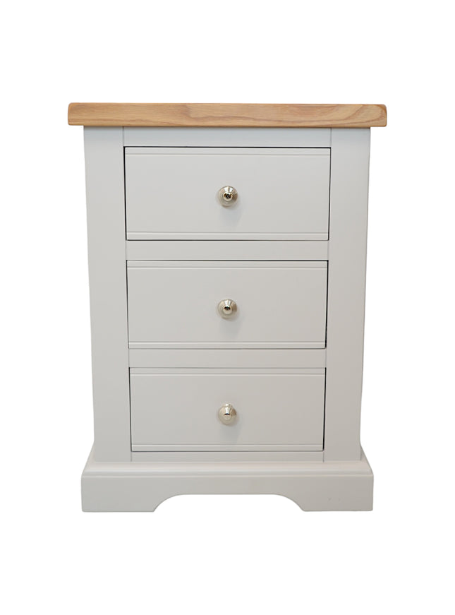 Cashmere Grey 3 Drawer Large Bedside Table