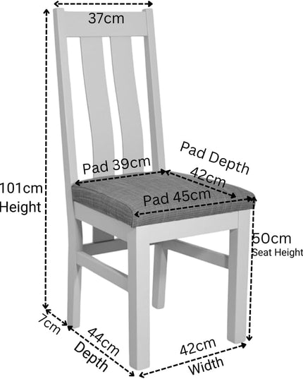 Elizabeth Twin Slat Grey Painted Chair With LColour Padding