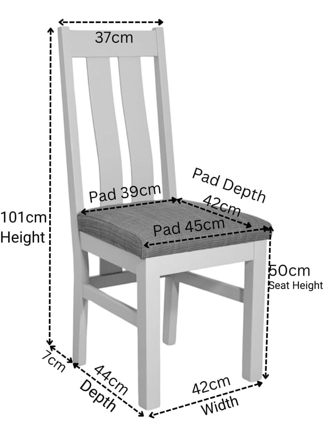 Elizabeth Twin Slat Grey Painted Chair With LColour Padding
