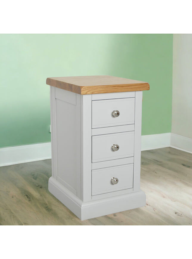 3 Drawer Narrow Bedside, Cashmere Grey