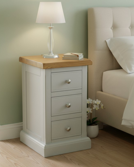 3 Drawer Narrow Bedside, Cashmere Grey