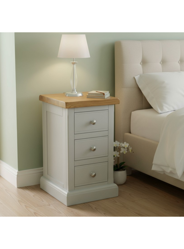 3 Drawer Narrow Bedside, Cashmere Grey