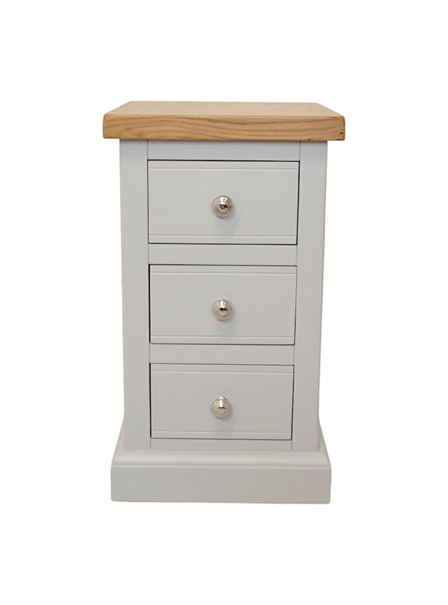 3 Drawer Narrow Bedside, Cashmere Grey