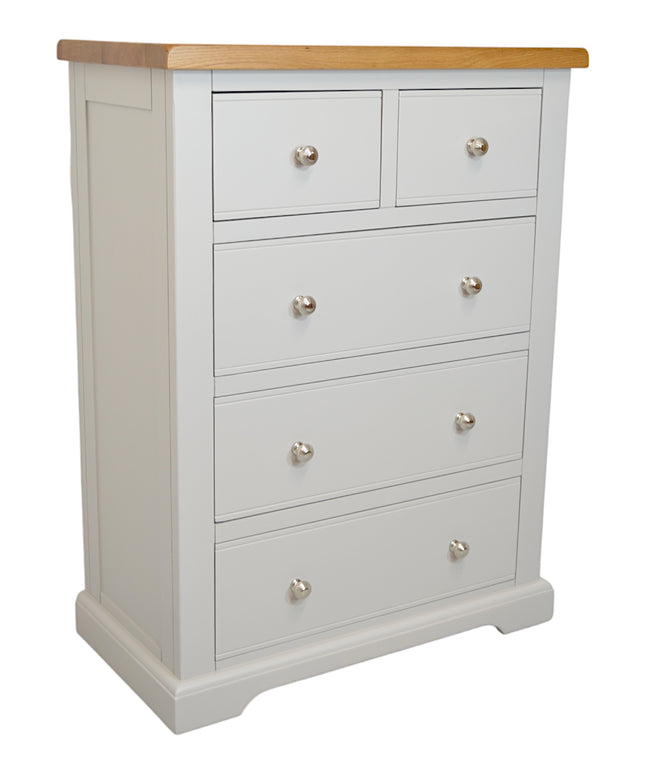 Cashmere Grey  Medium 2 over 3 Chest of Drawers, Fully Assembled Chest of Drawers, Painted Grey Chest of Drawers