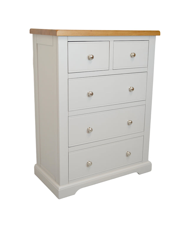 Cashmere Grey  Medium 2 over 3 Chest of Drawers, Fully Assembled Chest of Drawers, Painted Grey Chest of Drawers