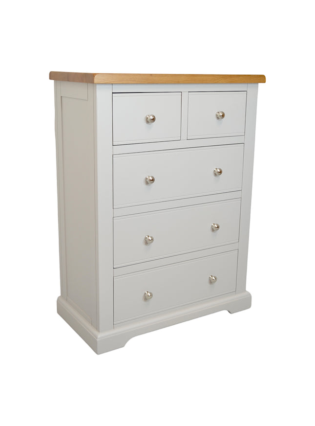 Cashmere Grey  Medium 2 over 3 Chest of Drawers, Fully Assembled Chest of Drawers, Painted Grey Chest of Drawers