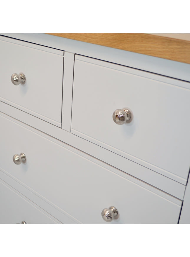 Cashmere Grey  Medium 2 over 3 Chest of Drawers, Fully Assembled Chest of Drawers, Painted Grey Chest of Drawers