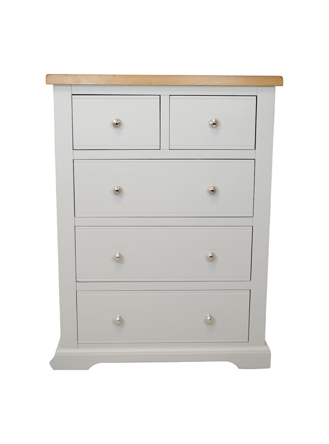 Cashmere Grey  Medium 2 over 3 Chest of Drawers, Fully Assembled Chest of Drawers, Painted Grey Chest of Drawers