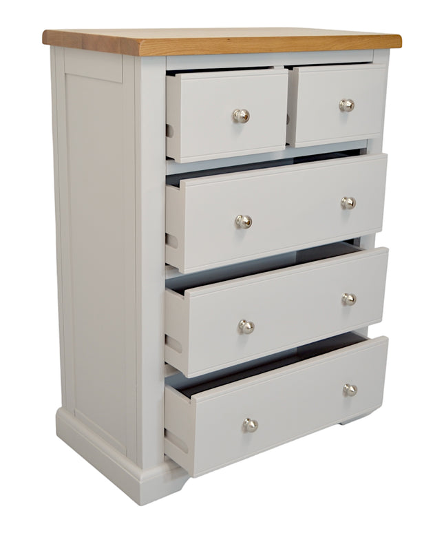 Cashmere Grey  Medium 2 over 3 Chest of Drawers, Fully Assembled Chest of Drawers, Painted Grey Chest of Drawers