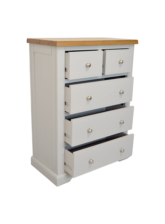 Cashmere Grey  Medium 2 over 3 Chest of Drawers, Fully Assembled Chest of Drawers, Painted Grey Chest of Drawers