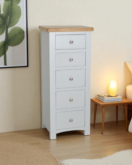 Cashmere Grey Slim Chest – 5 Drawer Tallboy