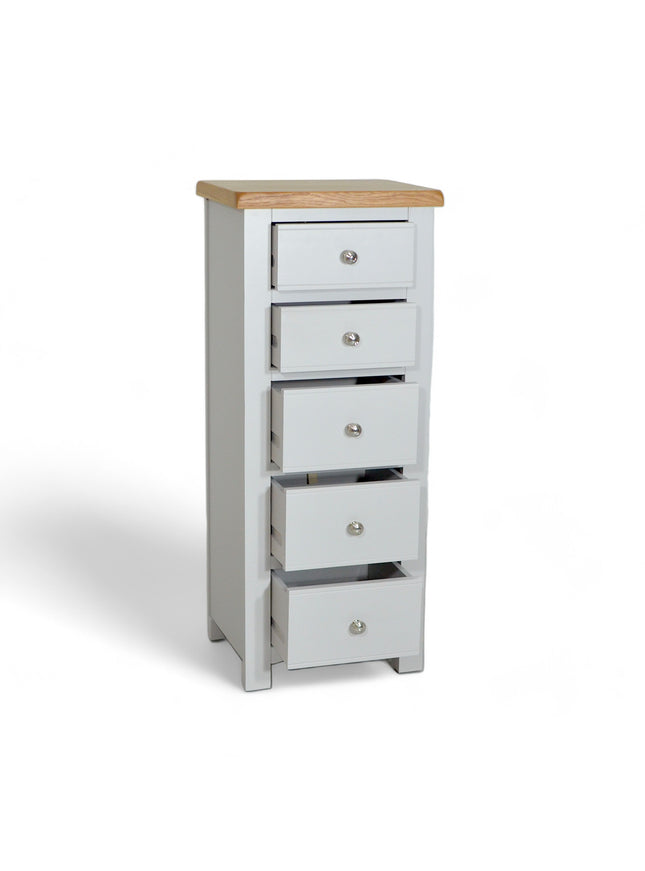 Cashmere Grey Slim Chest – 5 Drawer Tallboy