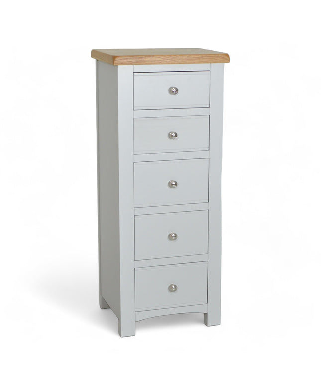 Cashmere Grey Slim Chest – 5 Drawer Tallboy
