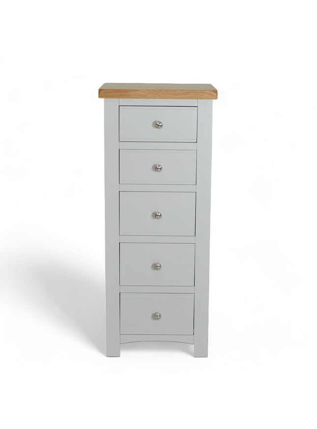 Cashmere Grey Slim Chest – 5 Drawer Tallboy