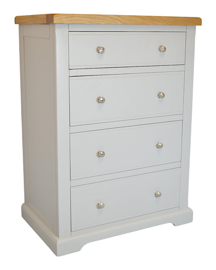 Cashmere Grey  Chest of Drawers, 50cm Deep Chest, XL DEEP Chest of Drawers, Painted Grey Chest of Drawer for Bedroom, 4 Drawer Deep Chest, Bedroom Storage Chest with Oak Top