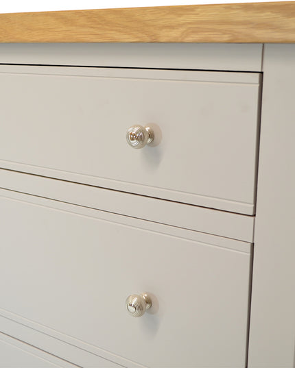 Cashmere Grey  Chest of Drawers, 50cm Deep Chest, XL DEEP Chest of Drawers, Painted Grey Chest of Drawer for Bedroom, 4 Drawer Deep Chest, Bedroom Storage Chest with Oak Top