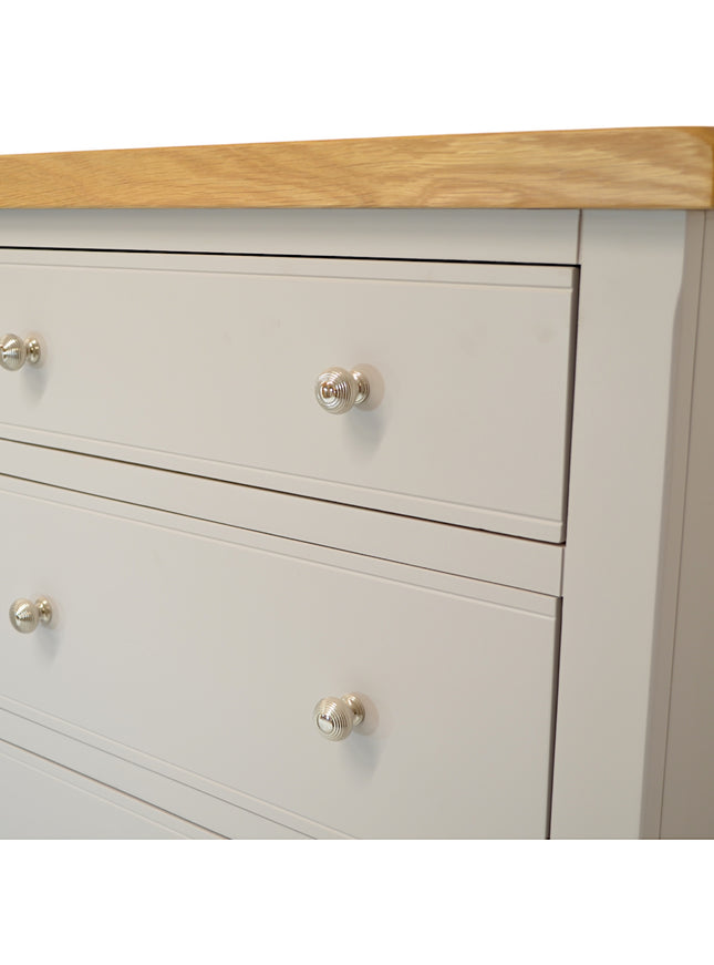 Cashmere Grey  Chest of Drawers, 50cm Deep Chest, XL DEEP Chest of Drawers, Painted Grey Chest of Drawer for Bedroom, 4 Drawer Deep Chest, Bedroom Storage Chest with Oak Top
