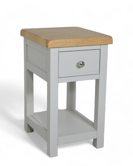 GROFurniture Solid Wood Cashmere Grey 1 Drawer Side Table