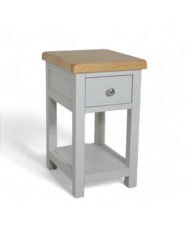 GROFurniture Solid Wood Cashmere Grey 1 Drawer Side Table