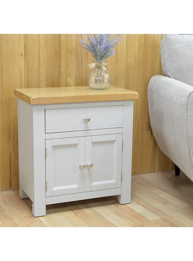 GROFurniture Small Cabinet with Drawer, Painted Storage Cabinet with Oak Top