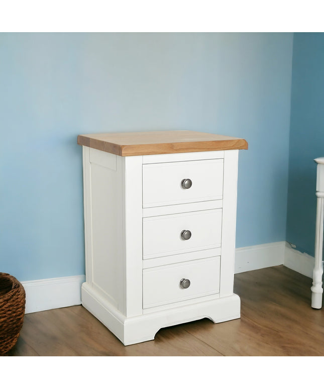 Snow White 3 Drawer Large Bedside Table