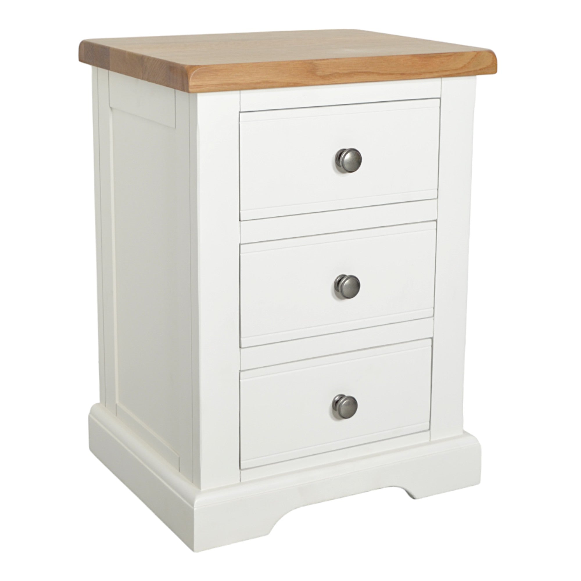 Rio White 3 Drawer Large Bedside Table