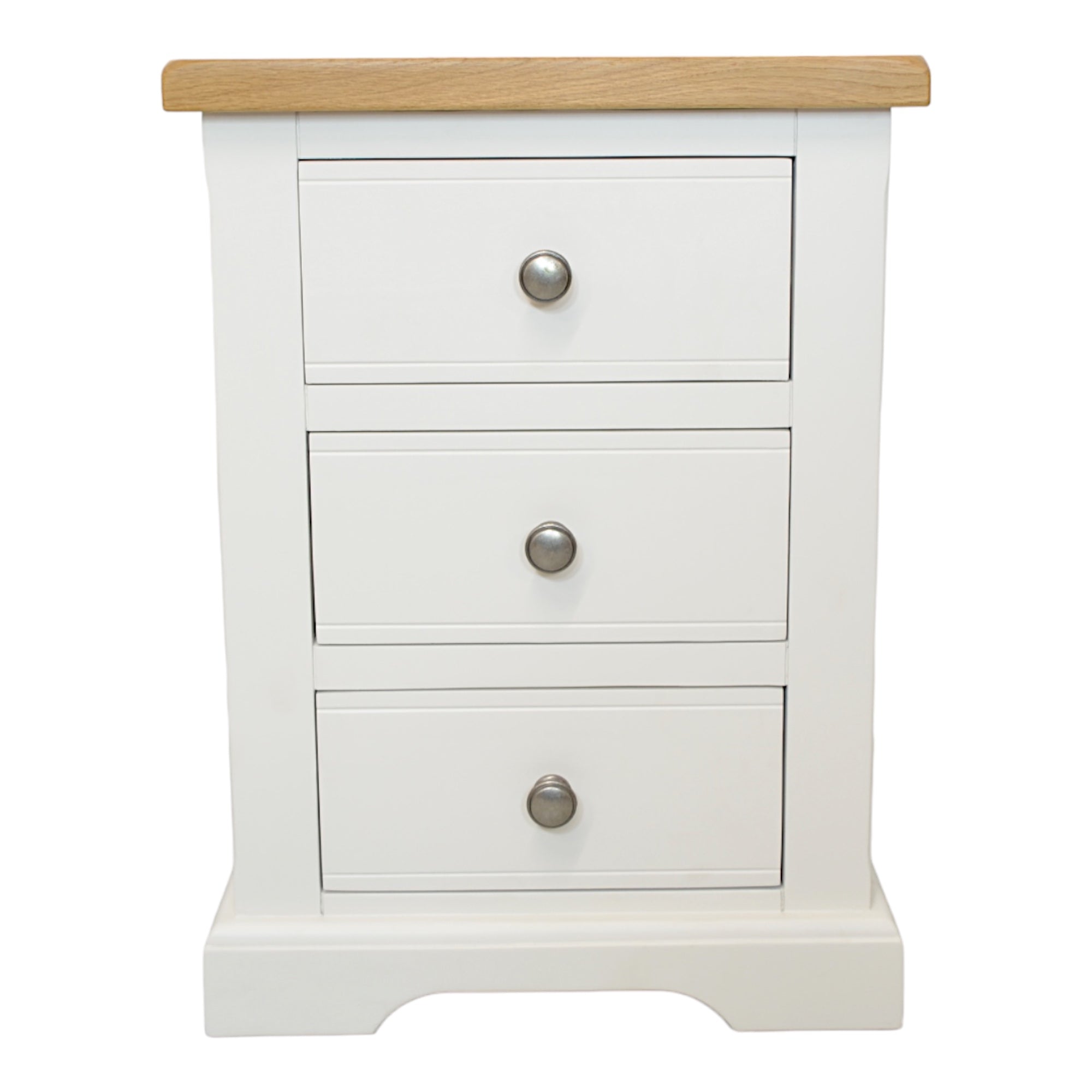 Rio White 3 Drawer Large Bedside Table