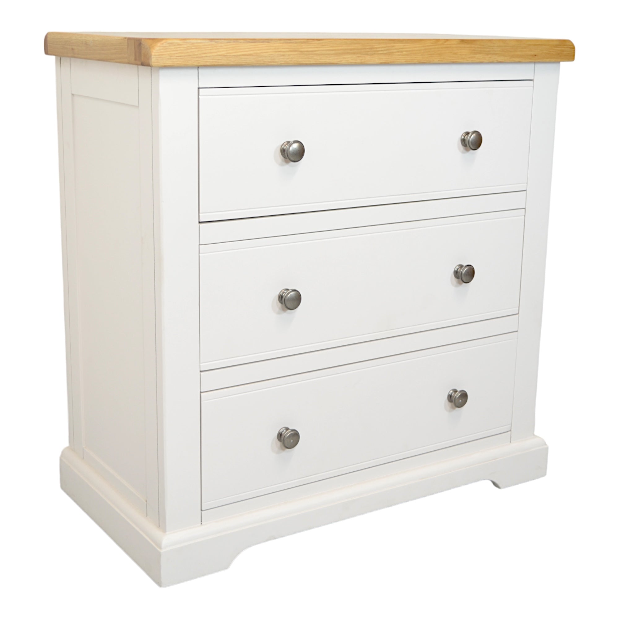 GROFurniture Snow White Small Chest of Drawer, 3 Drawer Chest, Painted Bedroom Furniture, Large Bedside Table, Chest of Drawer for Bedroom Storage