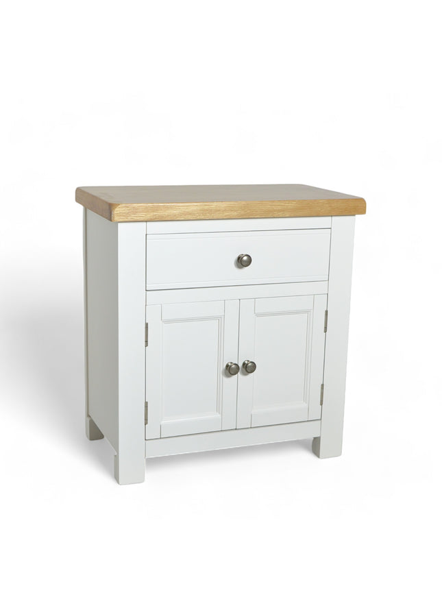 GROFurniture Small Cabinet with Drawer, Painted Storage Cabinet with Oak Top