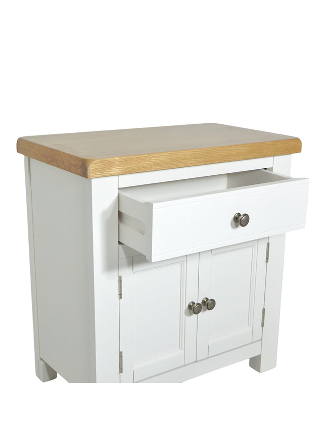GROFurniture Small Cabinet with Drawer, Painted Storage Cabinet with Oak Top