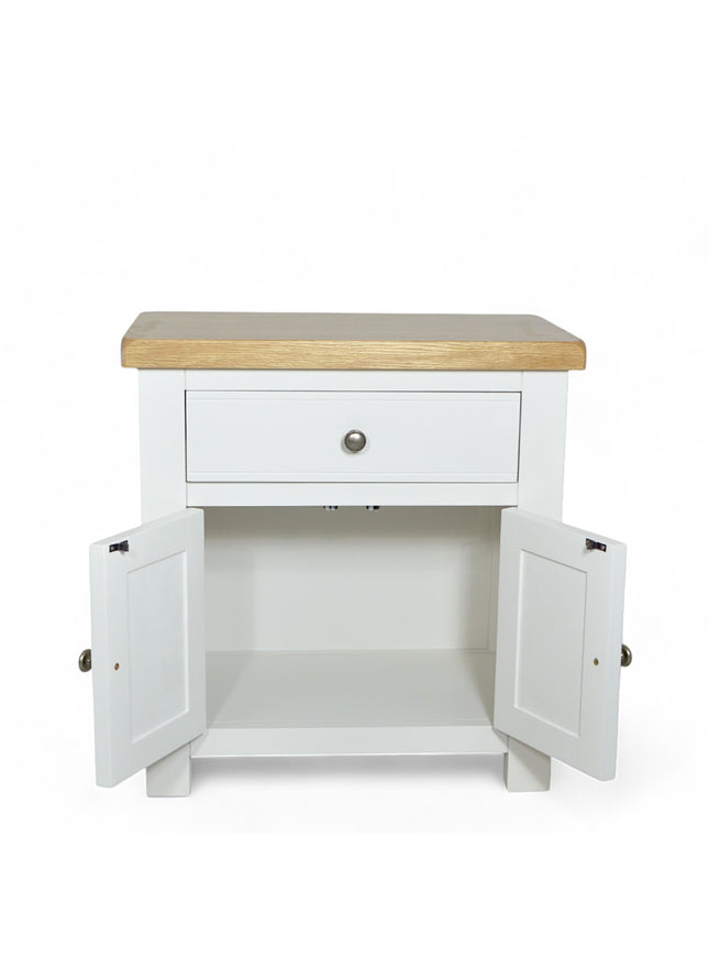 GROFurniture Small Cabinet with Drawer, Painted Storage Cabinet with Oak Top