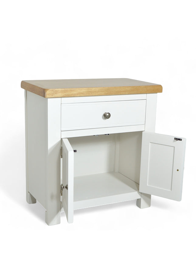 GROFurniture Small Cabinet with Drawer, Painted Storage Cabinet with Oak Top