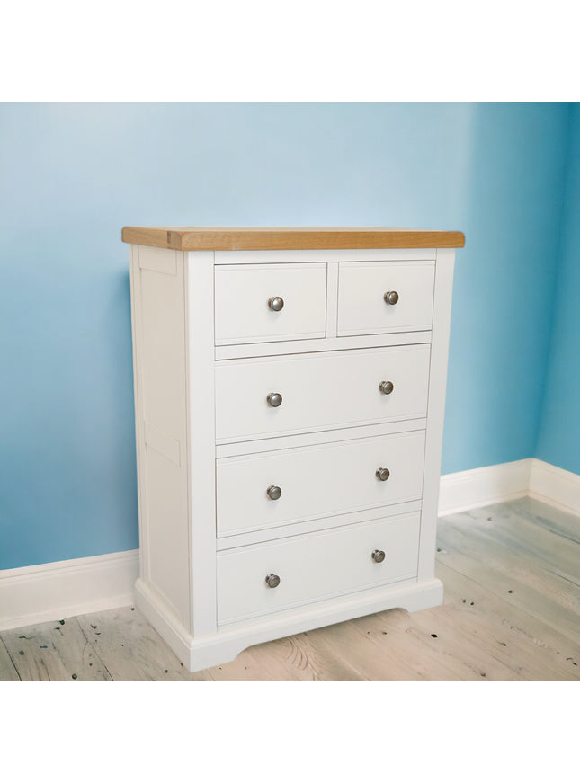 Snow White Medium 2 over 3 Chest of Drawers, Fully Assembled