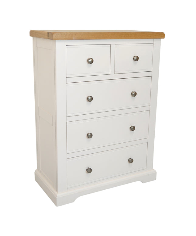 Snow White Medium 2 over 3 Chest of Drawers, Fully Assembled