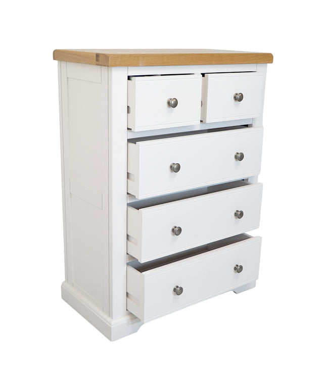 Snow White Medium 2 over 3 Chest of Drawers, Fully Assembled