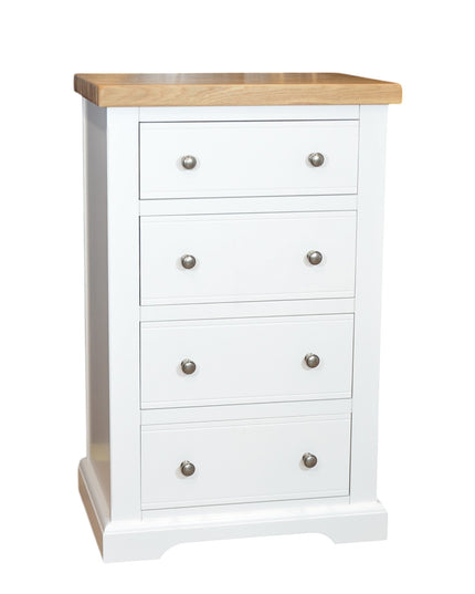 Snow White 4 Drawer Chest of Drawers with Oak Top