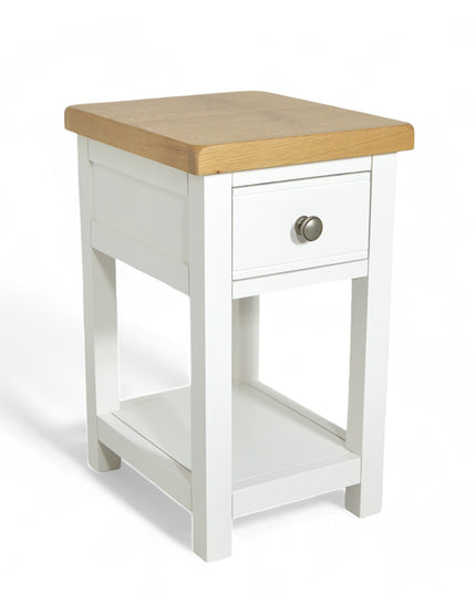 GROFurniture Solid Wood Snow White 1 Drawer Side Table