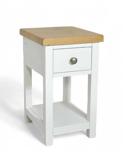 GROFurniture Solid Wood Snow White 1 Drawer Side Table