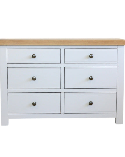 Snow White 6 Drawer Window Height Chest of Drawers, Fully Assembled