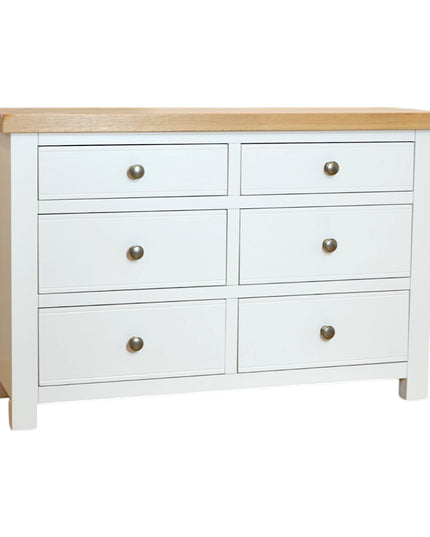 Snow White 6 Drawer Window Height Chest of Drawers, Fully Assembled