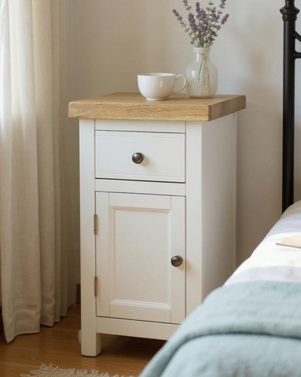 Snow White 1 Drawer Slim Bedside Table -Left Door