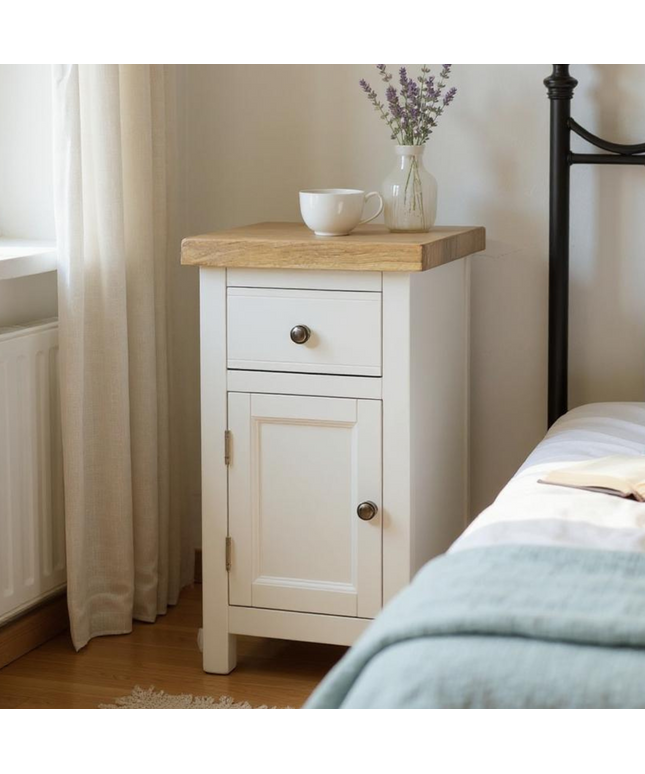 Snow White 1 Drawer Slim Bedside Table -Left Door