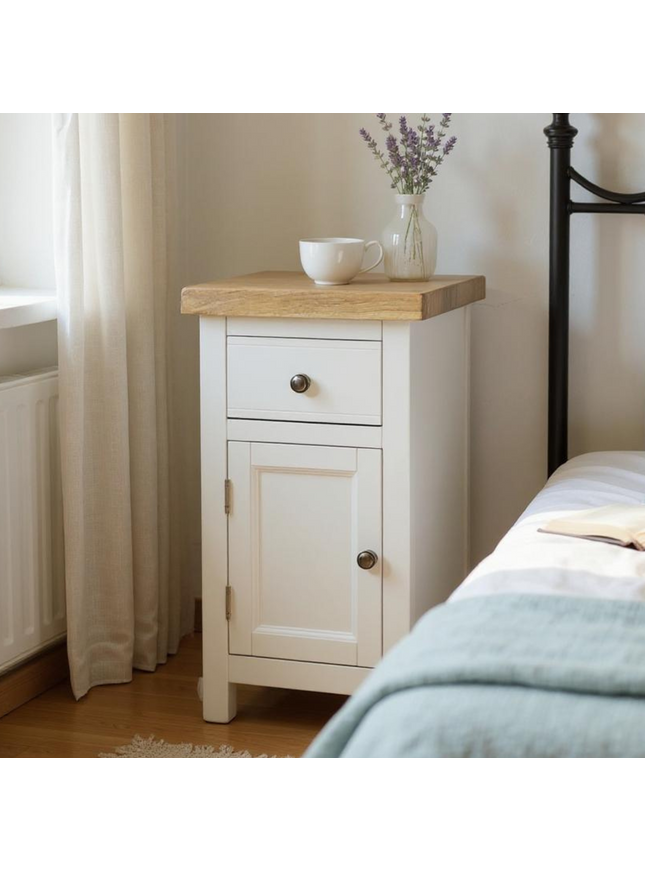 Snow White 1 Drawer Slim Bedside Table -Left Door