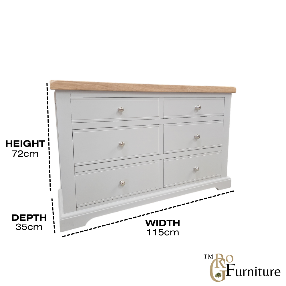 Tusk Grey Window Height Chest of Drawers, Fully Assembled Chest of Drawers, Painted Grey Chest of Drawers