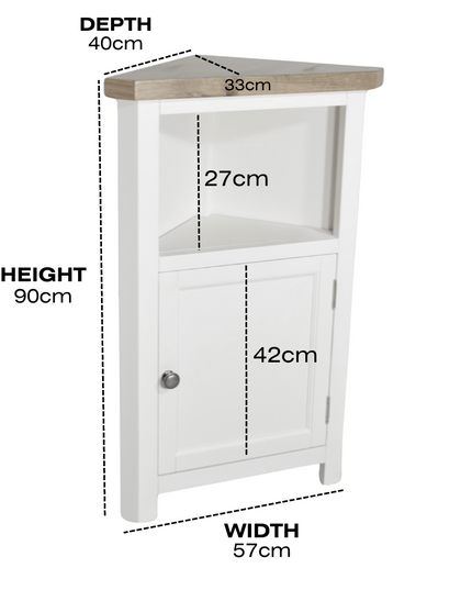 GROFurniture Snow White Tall Corner Cabinet,