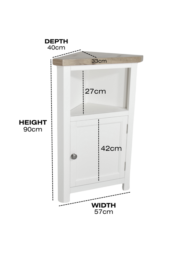 GROFurniture Snow White Tall Corner Cabinet,