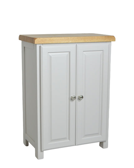 GROFurniture Oak Painted Grey Cabinet, Hallway Shoe Storage Rack, Corner Cabinet Shoe Storage, Kitchen Utility Cupboard, Storage Cupboard