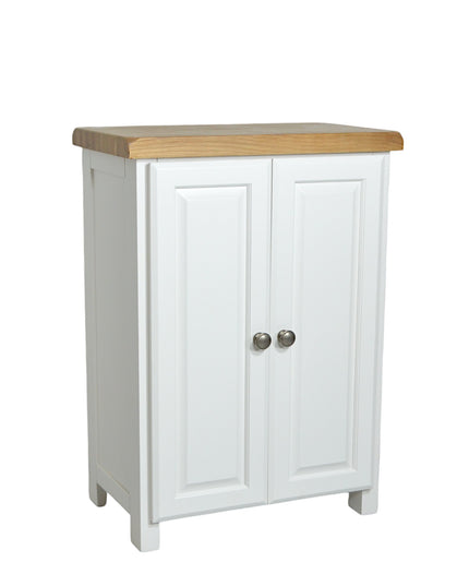 GROFurniture Oak Painted Rio White Cabinet, Hallway Shoe Storage Rack, Corner Cabinet Shoe Storage, Kitchen Utility Cupboard, Storage Cupboard