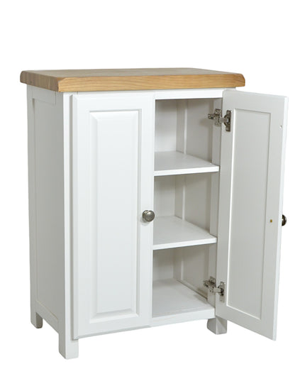 GROFurniture Oak Painted Rio White Cabinet, Hallway Shoe Storage Rack, Corner Cabinet Shoe Storage, Kitchen Utility Cupboard, Storage Cupboard