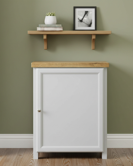 GROFurniture Oak Painted Grey Cabinet, Hallway Shoe Storage Rack, Corner Cabinet Shoe Storage, Kitchen Utility Cupboard, Storage Cupboard